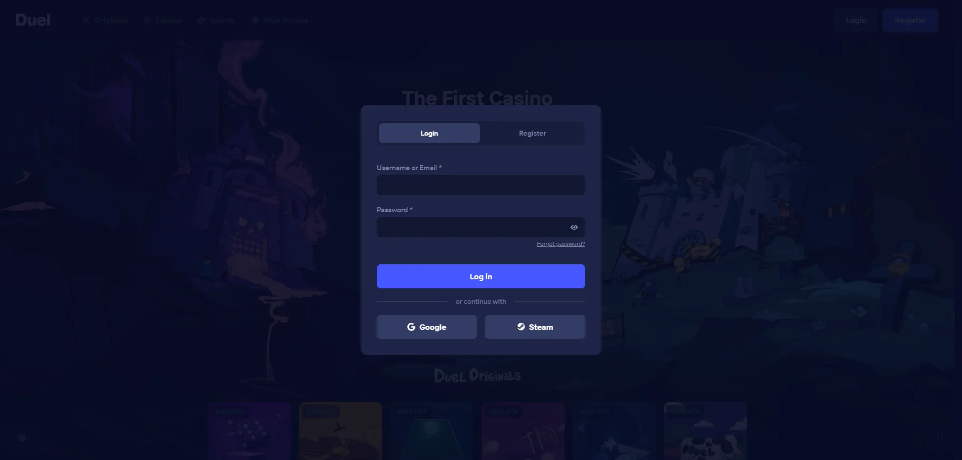 Inicio de sesión seguro en Duel Casino con autenticación 2FA