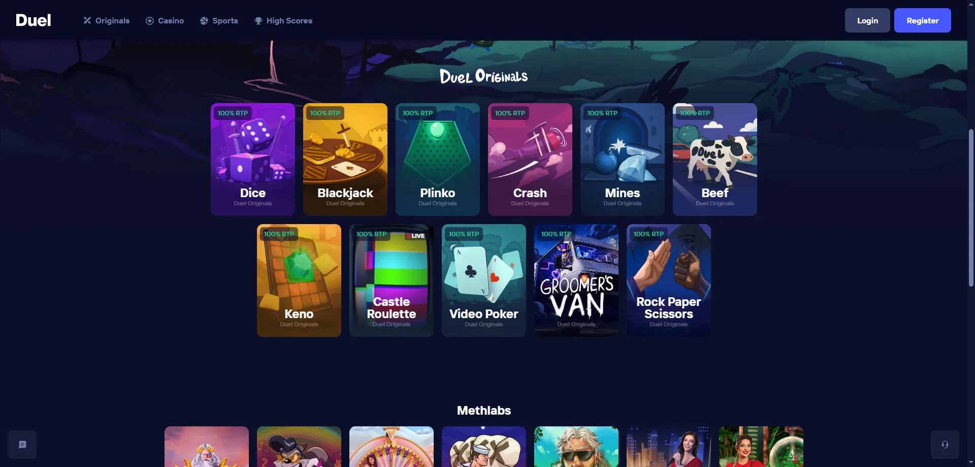 Catálogo de tragamonedas y juegos en Duel Casino México